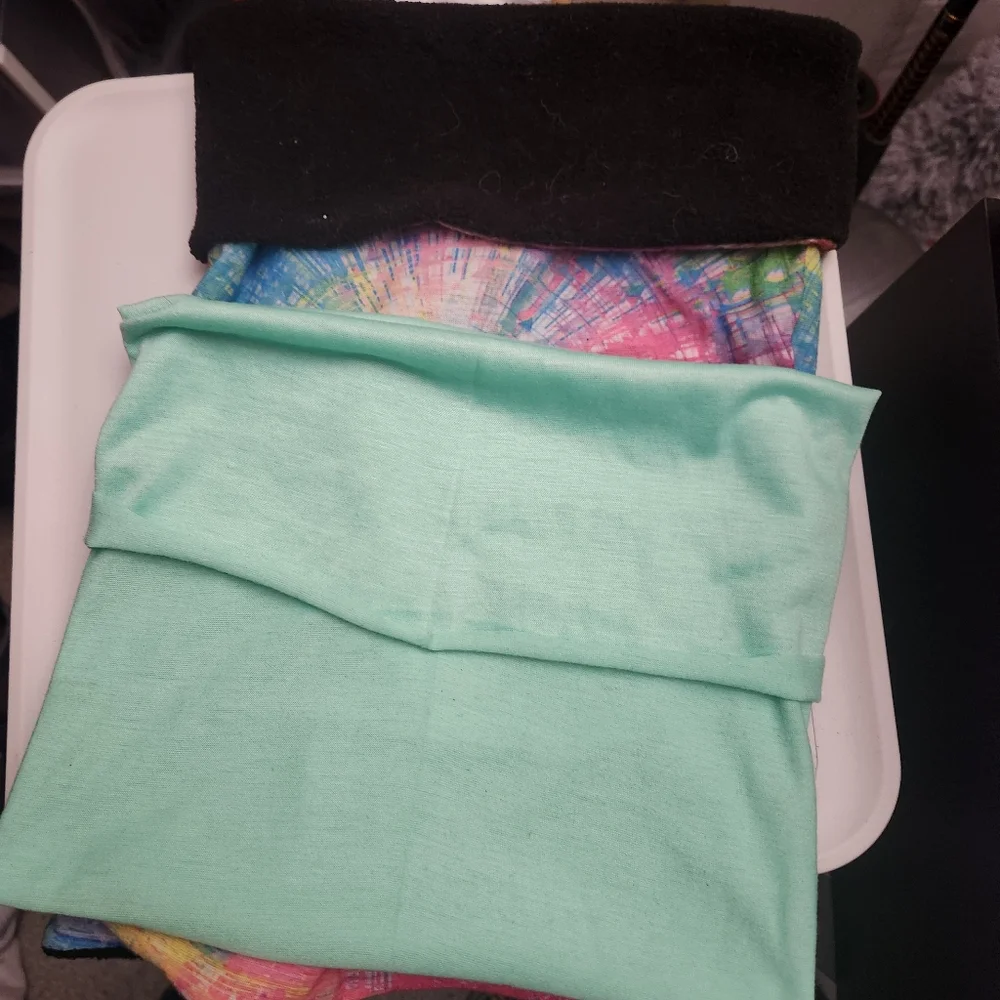 Colorful Tie-Dye(Fleece Lined) and Mint Green Face Shields Set Of 2